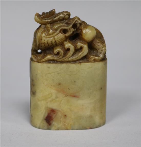 A Chinese soapstone seal height 8cm